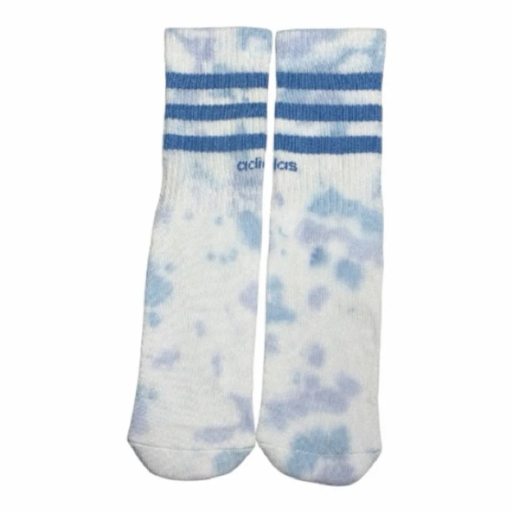Adidas 3 Stripes Blue Color Wash Socks Size Small